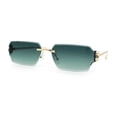 thumbnail image 4 of Womens Rimless Rectangle Serpent Jewel Hinge Metal Rim Sunglasses Gold - Green, 4 of 8