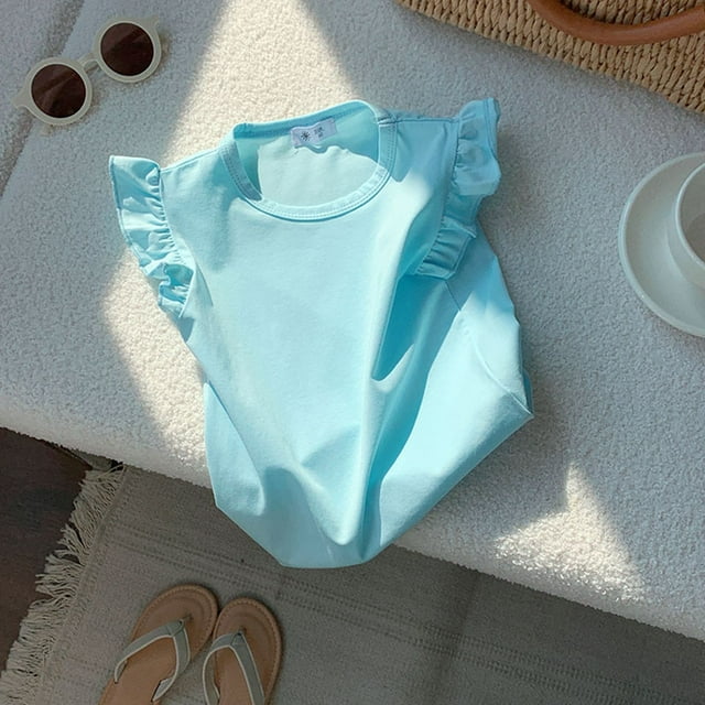 T-shirts Filles Unis Manches Courtes Col Rond Tenues Été Filles 2-3 Ans Vêtements Filles Mode Filles