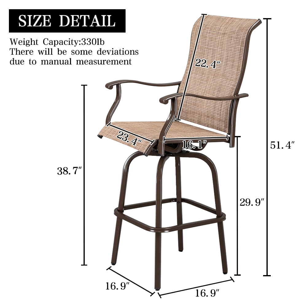 Lowestbest 2PCS Swivel Chair, High-end Bar Chair, Wrought Iron Swivel Bar Chair Patio Swivel Bar Stools, Brown Lowestbest 2PCS Swivel Chair, High-end Bar Chair, Wrought Iron Swivel Bar Chair Patio Swivel Bar Stools, Brown