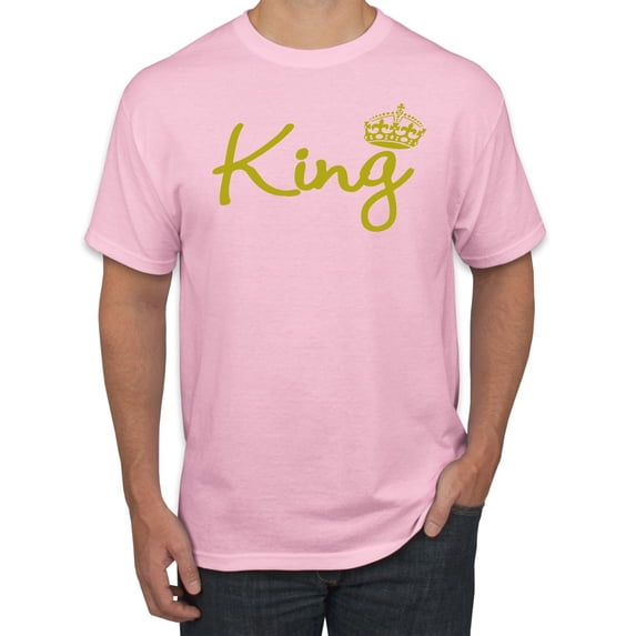 Wild Bobby, King Gold Script, Pop Culture, Men Graphic Tee, Light Pink, Large