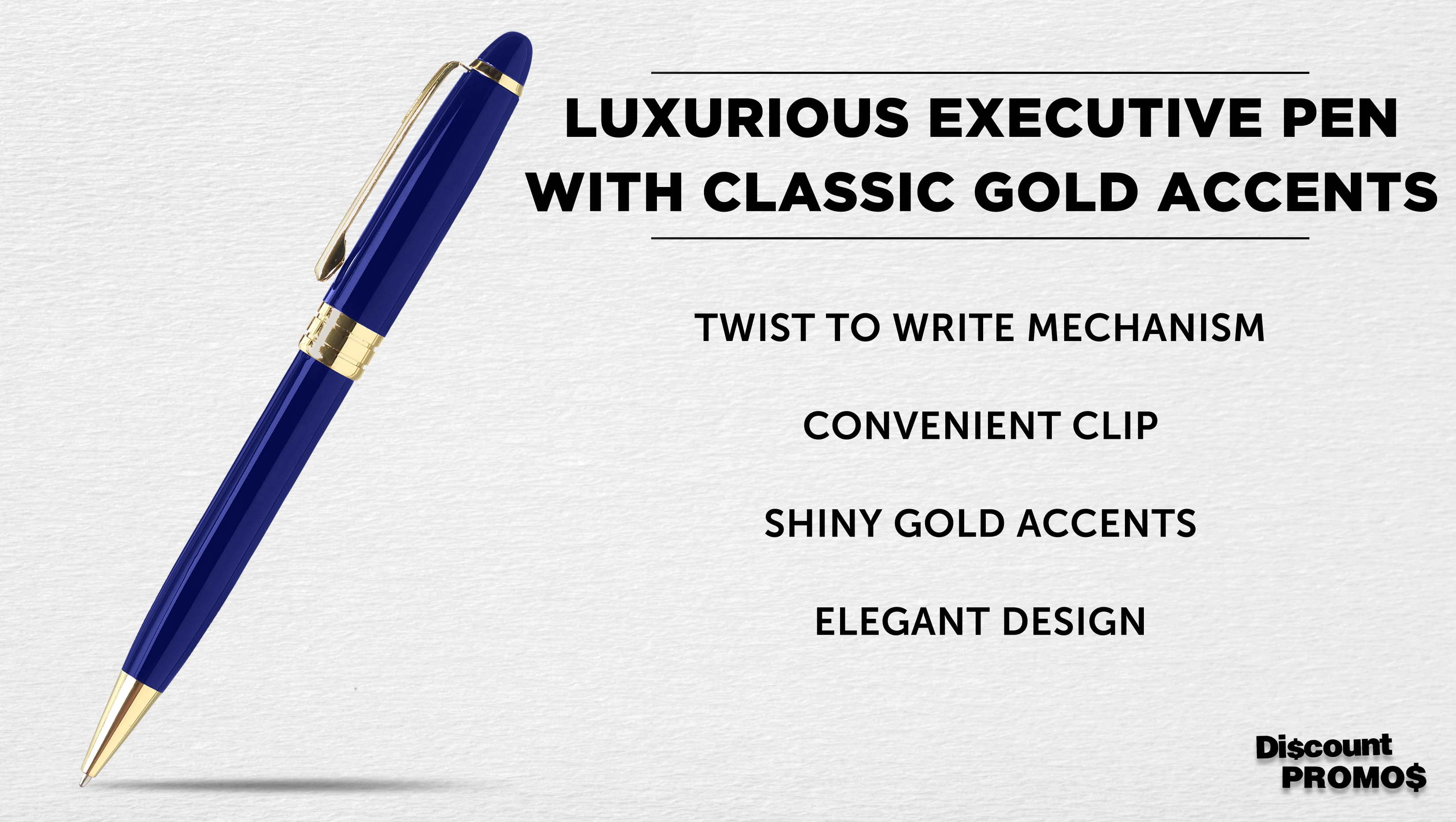 10 Ultra Executive Pens Pack - Twist To Write, Gold Accent - Blue