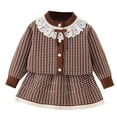 thumbnail image 5 of Zshosam Girls Fashion Outfits Toddler Baby Girl Fall Outfit Long Sleeve Sweatshirt Tops Mini A Line Skirt Kids Clothing Set Size 2T 3T,(Coffee 2-3 Years), 5 of 5