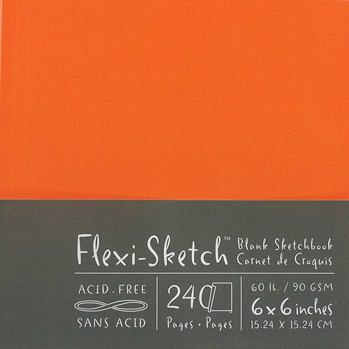 Speedball Flexi-Sketch Sketch Book, 6" x 6" Mandarin, 120/Sheets