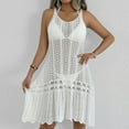 thumbnail image 4 of Nfurl Women's Beach Cover up Dresses Elegant Hollow Out Sleeveless Swimsuit Coverups Casual Summer Vacation Swimwear Crochet Cover ups White L, 4 of 8