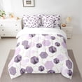 thumbnail image 2 of Manfei Plum Abstract Stripes Bedding Comforter Set 7pcs for Teens, Modern Watercolor Honeycomb Queen Bedding Sets, Square Artwork Queen Sheet Sets, Luxury Bedroom Decor, 2 of 7