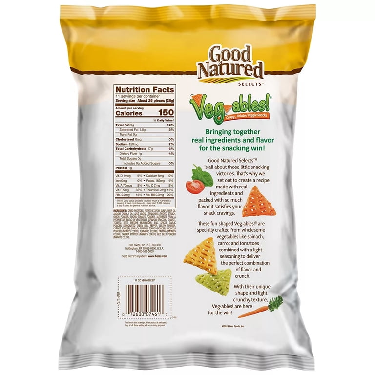 Herr's Good Natured Veg-Ables, 11 oz, Low Fat and Sodium Veggie