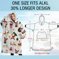 thumbnail image 4 of Oversized Wearable Blanket Hoodie,White Christmas Santa and Gift Pattern Sherpa Blanket Hoodie with Super Pockets,Super Warm Fuzzy Pullover for Women & Men, 4 of 6