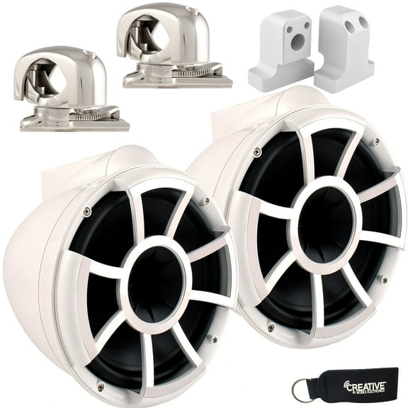 Wet Sounds for Supra FxONE - REV 10 Swivel Clamp Tower Speakers - WHITE (Pair) w/ Supra FxONE Upper Tower Brackets