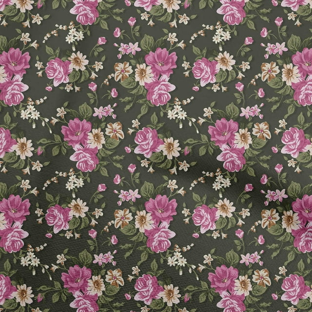 oneOone Rayon Pink Fabric Floral Retro Craft Projects Decor Fabric Printed By The Yard 56 Inch Wide