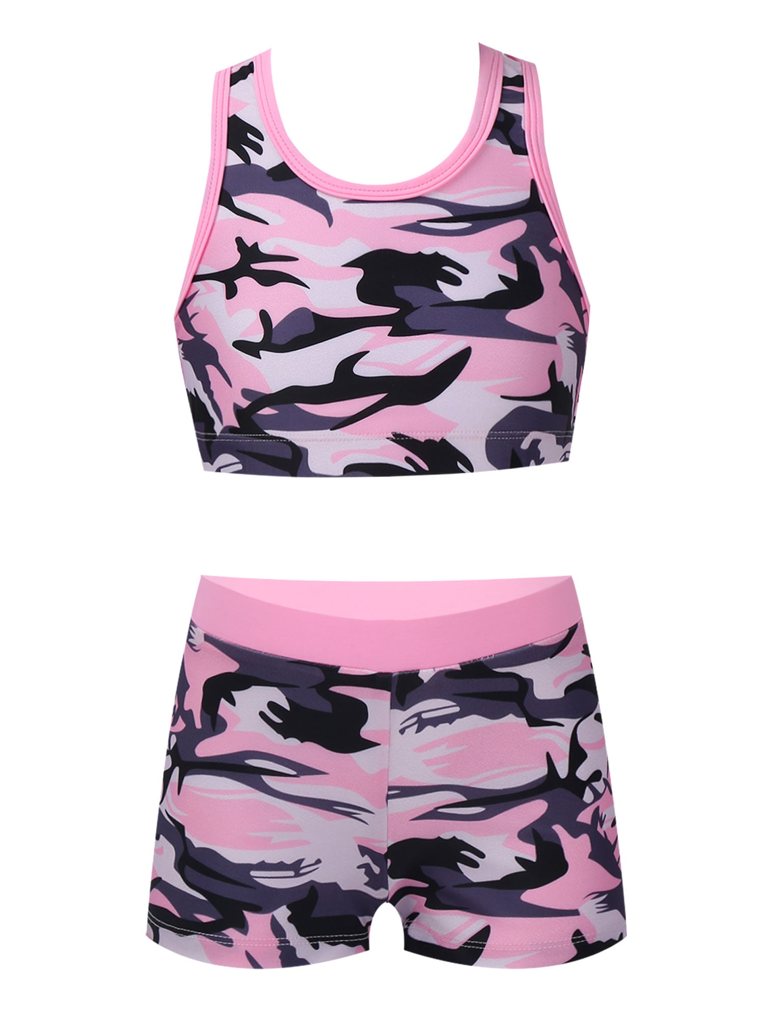 moily Big Girls Candy Tie Dye Tankini Set Cirss Cross Back Tank Top with Bottoms Beach Swimsuit 