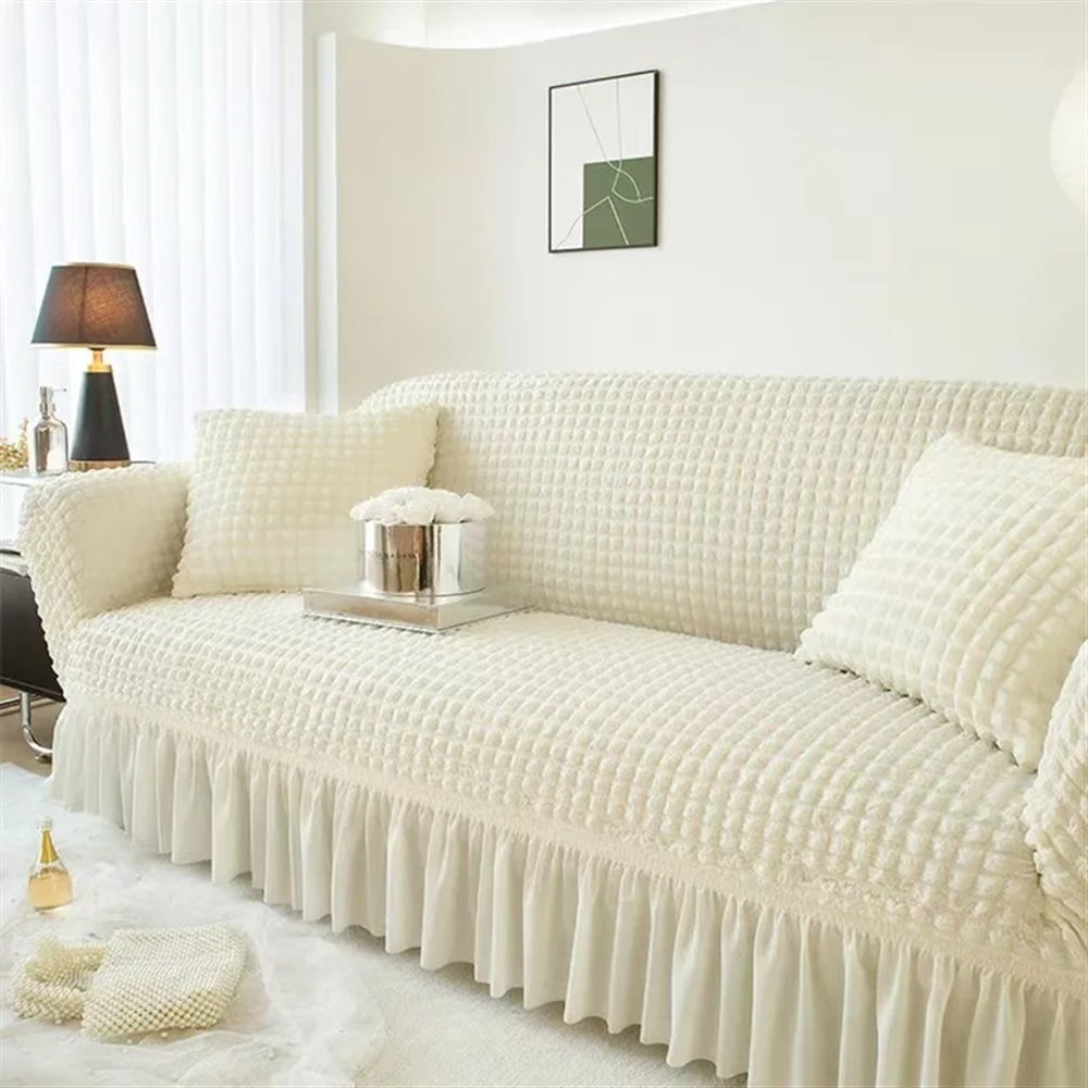 1/2/3/4 Seater Seersucker Sofa Slipcover High Stretch Couch Cover Sofa Protector Elastic Corner Couch Covers
