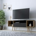 thumbnail image 2 of Theodore Wood 63" TV Stand with 6 Shelves in Black & Cinnamon, 2 of 3