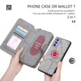 thumbnail image 4 of Dteck Handbag Wallet for Samsung Galaxy A15 5G Case, Zipper Purse Detachable Magnetic Phone Cover Heavy Duty PU Leather Galaxy A15 Wallet Case with Wrist Strap,Gray, 4 of 7