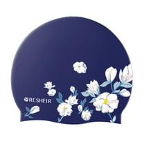 Kuntesetty Silicone Swim Cap Women Swimming Hat Floral Printed Bathing Cap for Braids Locks