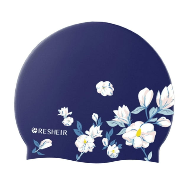 Gorro de natación de silicona, gorro de natación para mujer con estampado Floral, gorro de baño cómodo para la playa con protección para los oídos