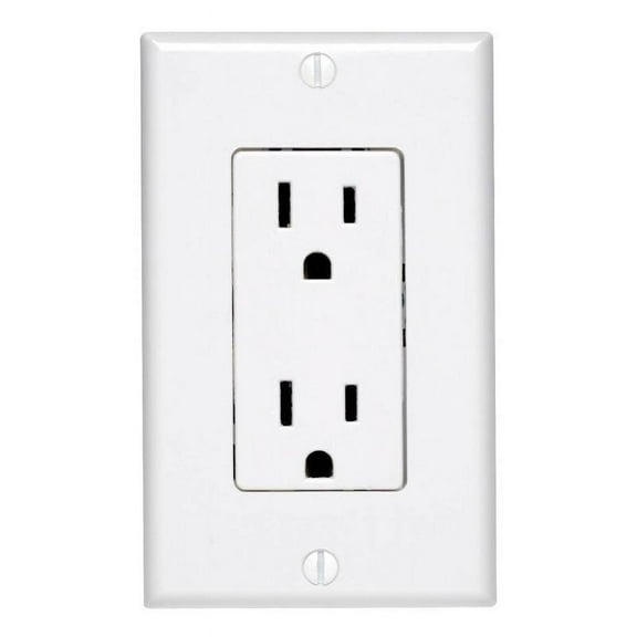Leviton C24-05675-00W Duplex Receptacle, 2 -Pole, 15 A, 125 V, Push-In, Side Wiring, NEMA: 5-15R, White