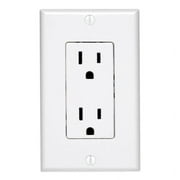 Leviton C24-05675-00W Duplex Receptacle, 2 -Pole, 15 A, 125 V, Push-In, Side Wiring, NEMA: 5-15R, White