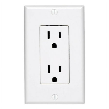 Leviton C24-05675-00W Duplex Receptacle, 2 -Pole, 15 A, 125 V, Push-In, Side Wiring, NEMA: 5-15R, White
