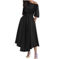 thumbnail image 5 of Jamsmile Womens Dress Summer Off Shoulder Long Sleeve Irregular Hem A-Line Maxi Dress With Belt Elegant Ladies Party Dresses, 5 of 9