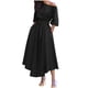 thumbnail image 5 of Vestido largo sin hombros de verano para mujer: dobladillo irregular con cinturón, corte en A para ocasiones sexys o informales, 5 of 8