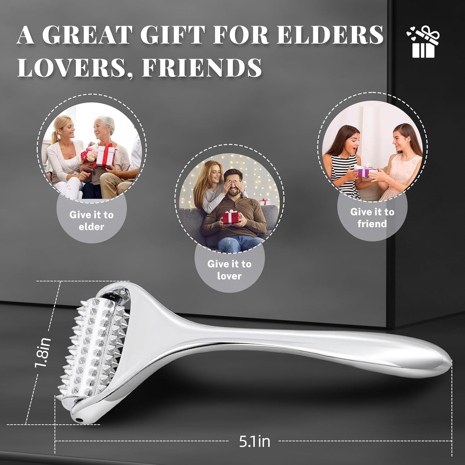Acupuncture Massage Roller, Stainless Steel, Portable Manual Roller for Whole Body Pain Relief, Puffiness Reduce and Muscle Relaxation Massage