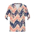 thumbnail image 7 of Going out Tops for Women V Neck Button Floral Printed Tie Shoulder Short Sleeve Blouses Summer Casual Shirts (L, Orange), 7 of 7