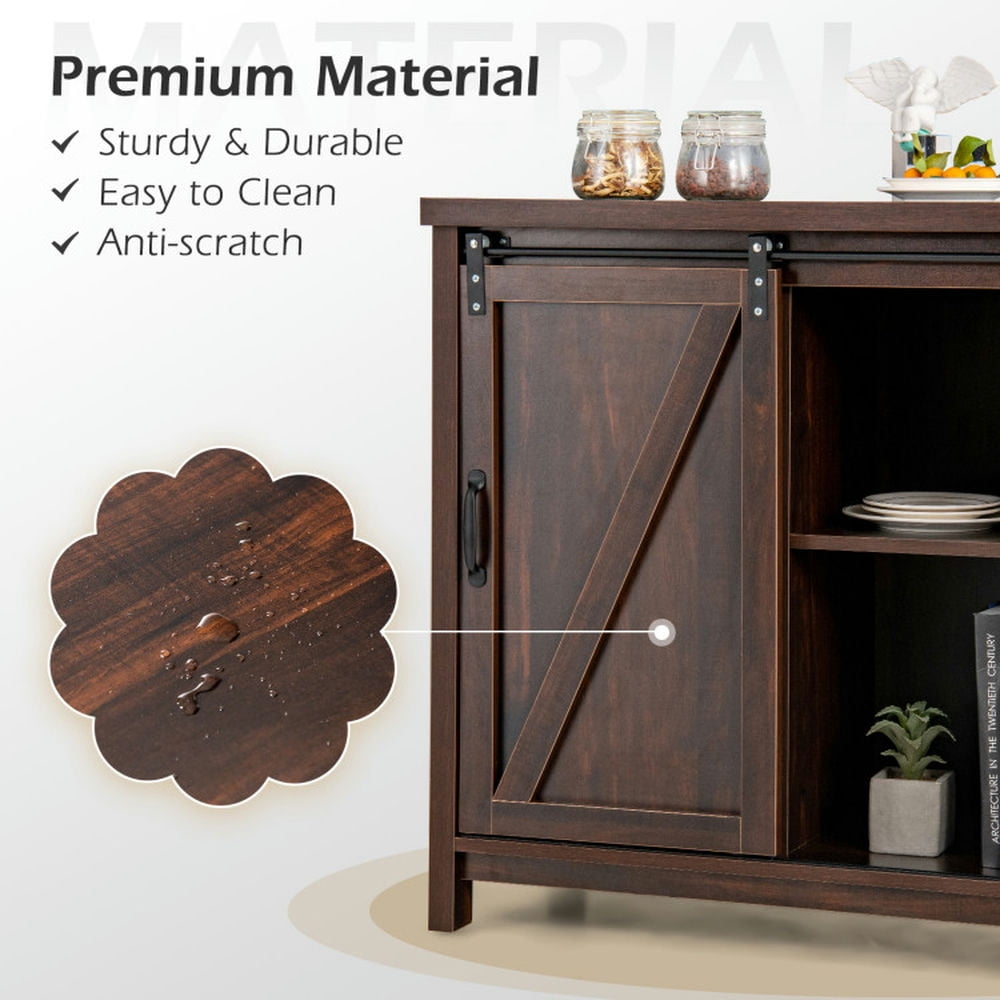 Finihen Kitchen Storage Cabinet, Buffet Sideboard, Freestanding Kitchen Buffet Storage Cabinet with Sliding Barn Door, for Dining Room, Kitchen, Living Room, Rustic Brown Finihen Kitchen Storage Cabinet, Buffet Sideboard, Freestanding Kitchen Buffet Storage Cabinet with Sliding Barn Door, for Dining Room, Kitchen, Living Room, Rustic Brown