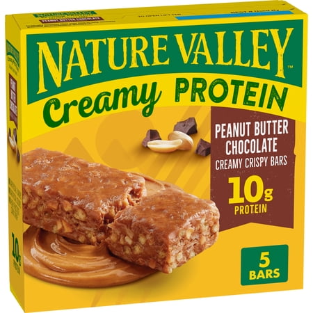 Nature Valley Creamy Protein Bars, Peanut Butter Chocolate, 10g Protein, 5 Bars, 7.45 oz