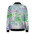 thumbnail image 4 of WXLWZYWL Women's Bomber Jacket Lightweight Full Zip Up Jacket Cropped Floral Coat Jacket Retro Moto Windbreaker Outwears, 4 of 5