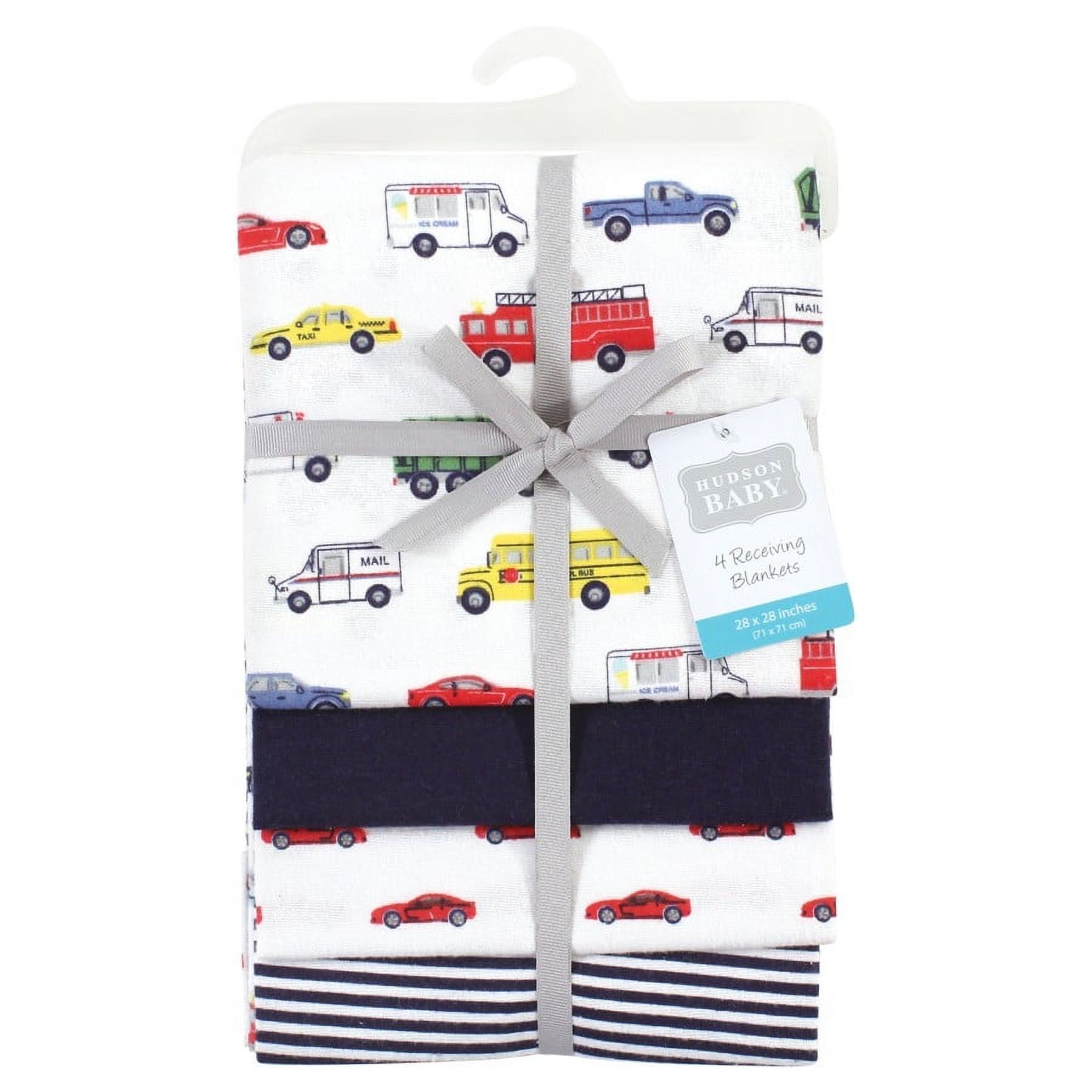 Hudson Baby Unisex Baby Cotton Poly Flannel Receiving Blankets, Going Places, One Size