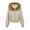 Khaki, variant on Faux Fur Trim Hoodies for Women Y2k Long Sleeve Cropped Sweatshirt Zip Up Jacket with Fur Hood Vintage Outfit Fall Winter Outfits Fashion Tops