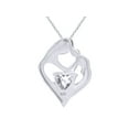 thumbnail image 3 of AFFY Sparkling Cubic Zirconia & White Natural Diamond Mother Heart Pendant Necklace in 14k White Gold Over Sterling Silver (1 1/10 Cttw), 3 of 5