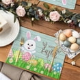 thumbnail image 2 of Happy Easter Placemat of 1 PC, Easter Rabbits Color Eggs Table Mats Washable Heat-Insulation Non-Slip Place Mats for Kitchen Dinner Table Indoor Outdoor Decor,13x19 Inch Light Blue, 2 of 9