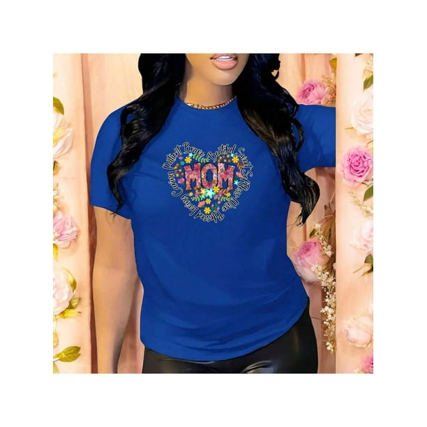 Playera MOM con Palabras de Amor – Regalo Perfecto para Mamá este 10 de Mayo Color Azul Talla Grande Marca Emil SaEs