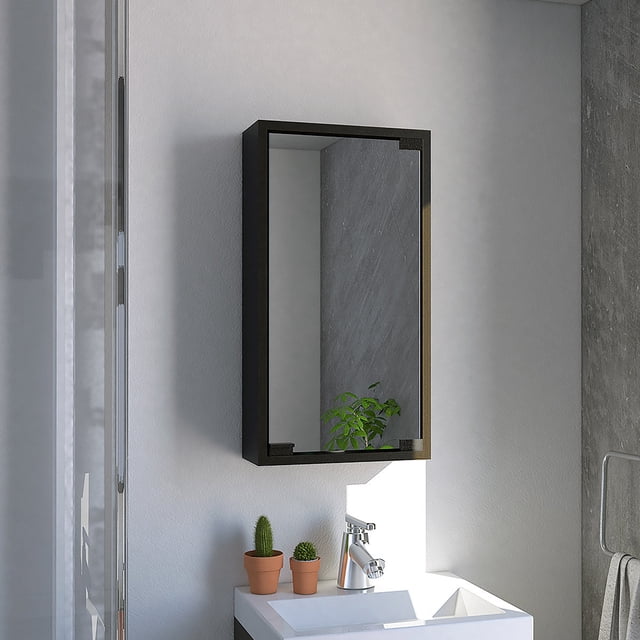Gabinete de Baño Merlo, Color Wengue, Con Espejo