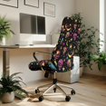 thumbnail image 3 of POLERO Skull and Moon Pattern Office Computer Chair Seat Covers, Removable Computer Chair Slipcovers Anti Slip One Piece Office Chair Seat Cover for Workspace, 3 of 7