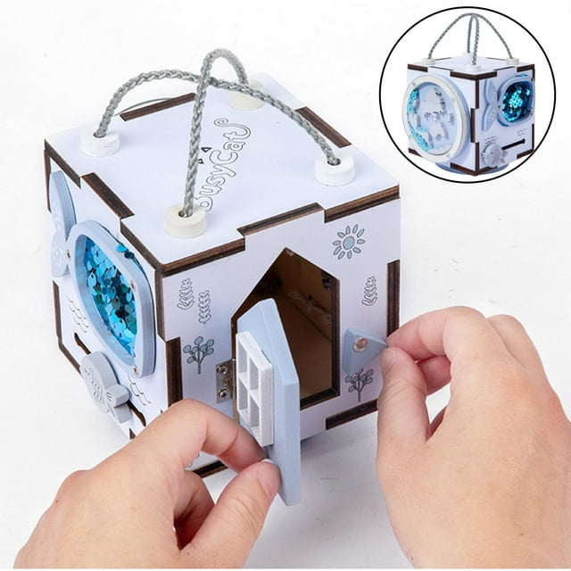 Caja de tablero ocupado Juguete Rompecabezas para Juguetes sensoriales para niñas Regalos Azul CUTICAT juego de mesa ocupado