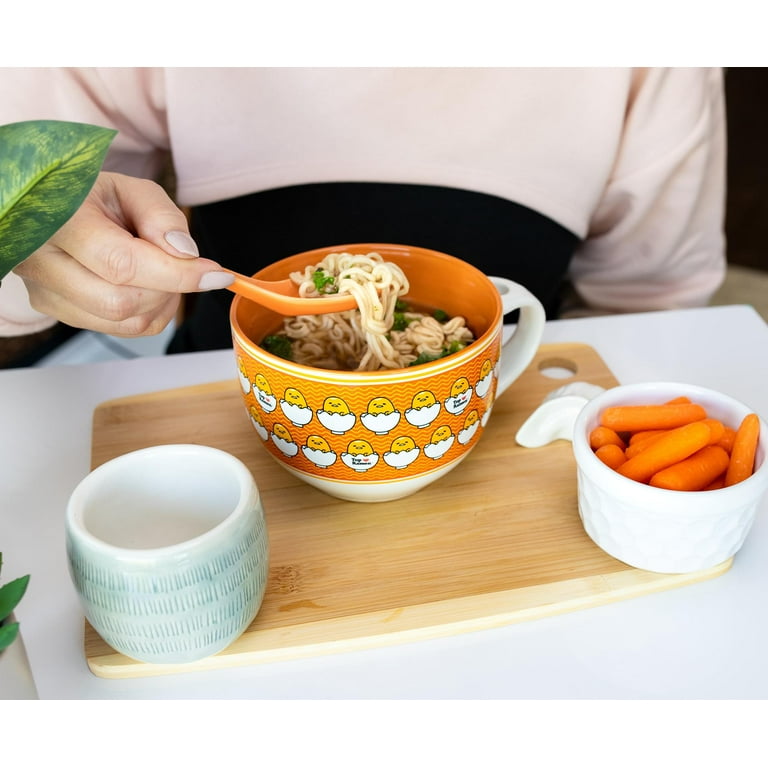 Sanrio Gudetama Late Night Snack Ceramic Soup Mug with Vented Lid | 24 Ounces