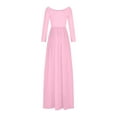 thumbnail image 5 of Odeerbi Womens Maternity Dress for Photoshoot 2025 Fashion Solid Color Pregnant Dress Long Sleeve Off Shoulder Long Dress Pink M, 5 of 6