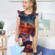 thumbnail image 4 of Balery Cultural Silhouette Journey Camisón de princesa para niñas, pijama de algodón con mangas abullonadas, suave y bonito.-Medium, 4 of 6