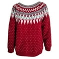 thumbnail image 5 of sususu Fall Sweaters for Women Argyle Iceland Norway Sweater Long Sleeve Crewneck Colorful Striped Loose Pullover Jumper Tops,A02-Red,XL, 5 of 5