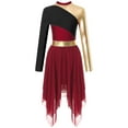 thumbnail image 3 of Doomiva Women Metallic Color Block Praise Dance Dress Church Worship Dress Lyrical Dancewear Burgundy M, 3 of 6