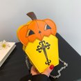 thumbnail image 1 of Bolso de mano de cuero con cremallera para mujer, bolso de ataúd de calabaza, bolsa de dulces de Halloween (amarillo), 1 of 9