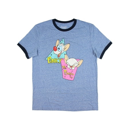 Animaniacs Pinky And The Brain Ringer T-Shirt Classic Cartoon Slim Fit (Men's)