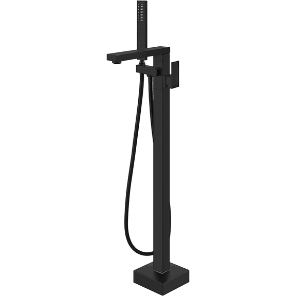 Zovajonia Matte Black Bathroom Tub Filler Faucet Floor Mounted Bathtub Shower Faucet Freestanding