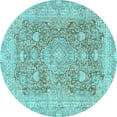 thumbnail image 1 of Ahgly Company Indoor Round Abstract Light Blue Modern Area Rugs, 3' Round, 1 of 4