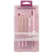Real Techniques Naturally Beautiful Eye Makeup Brush Kit, Professional Eye Brush Set, Soft Bristles, Cosmetic Brushes For Eyeshadow, Eyebrow, Blending, Fan, and Eyelashs, 5 Piece Set