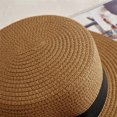 thumbnail image 4 of ENJOYW Summer Boater Ribbon Bowknot Solid Color Round Flat Straw Sun Cap Women HatStraw, Ribbon, 4 of 7