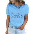 thumbnail image 2 of Tops de Cuello Alto para las Mujeres Amante Impreso Camiseta Cuello Redondo Manga Corta, Poliéster Spandex, 2 of 7