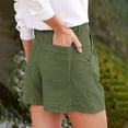 thumbnail image 4 of frariair ​Elevated Linen Blend Shorts For Women Professional Tummy Control High Waist Business Casual Work Shorts​ Army Green, 4 of 8
